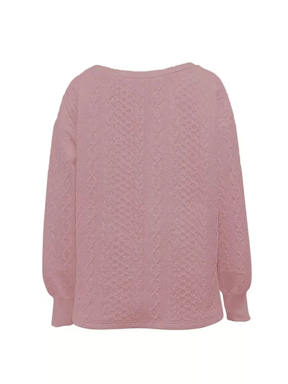 Oversized Textured Long Sleeve Sweatshirt Sweatshirt The Nichole Collection