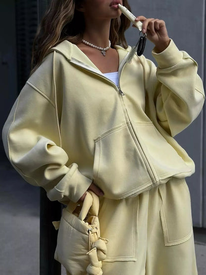Oversized Zip-Up Hoodie and Wide-Leg Pants Set The Nichole Collection - Official Site