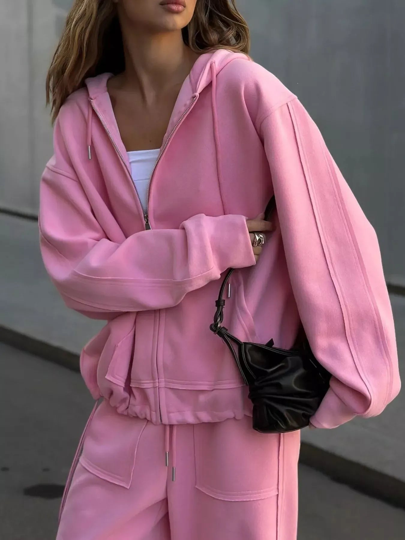 Oversized Zip-Up Hoodie and Wide-Leg Pants Set The Nichole Collection - Official Site
