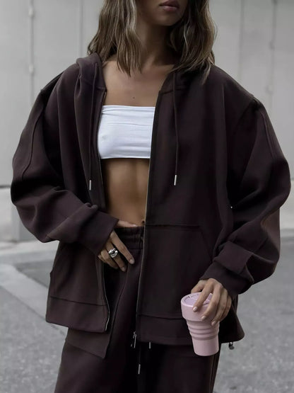 Oversized Zip-Up Hoodie and Wide-Leg Pants Set The Nichole Collection - Official Site