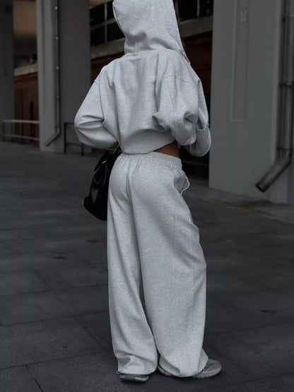 Oversized Zip-Up Hoodie and Wide-Leg Pants Set The Nichole Collection - Official Site