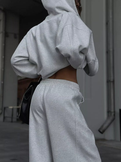 Oversized Zip-Up Hoodie and Wide-Leg Pants Set The Nichole Collection - Official Site