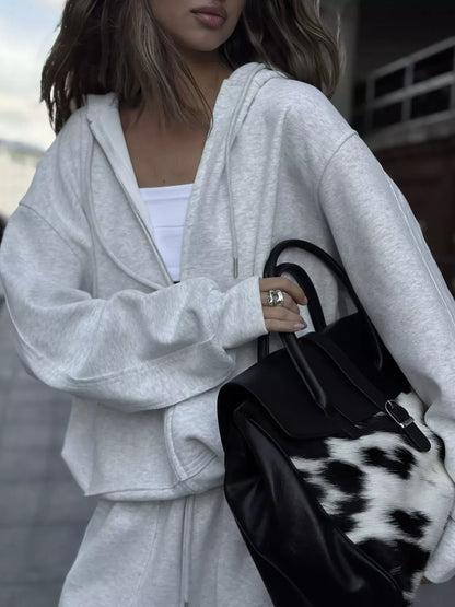 Oversized Zip-Up Hoodie and Wide-Leg Pants Set The Nichole Collection - Official Site