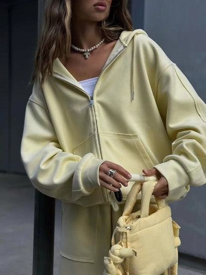 Oversized Zip-Up Hoodie and Wide-Leg Pants Set The Nichole Collection - Official Site