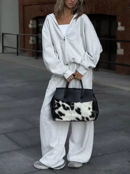 Oversized Zip-Up Hoodie and Wide-Leg Pants Set The Nichole Collection - Official Site