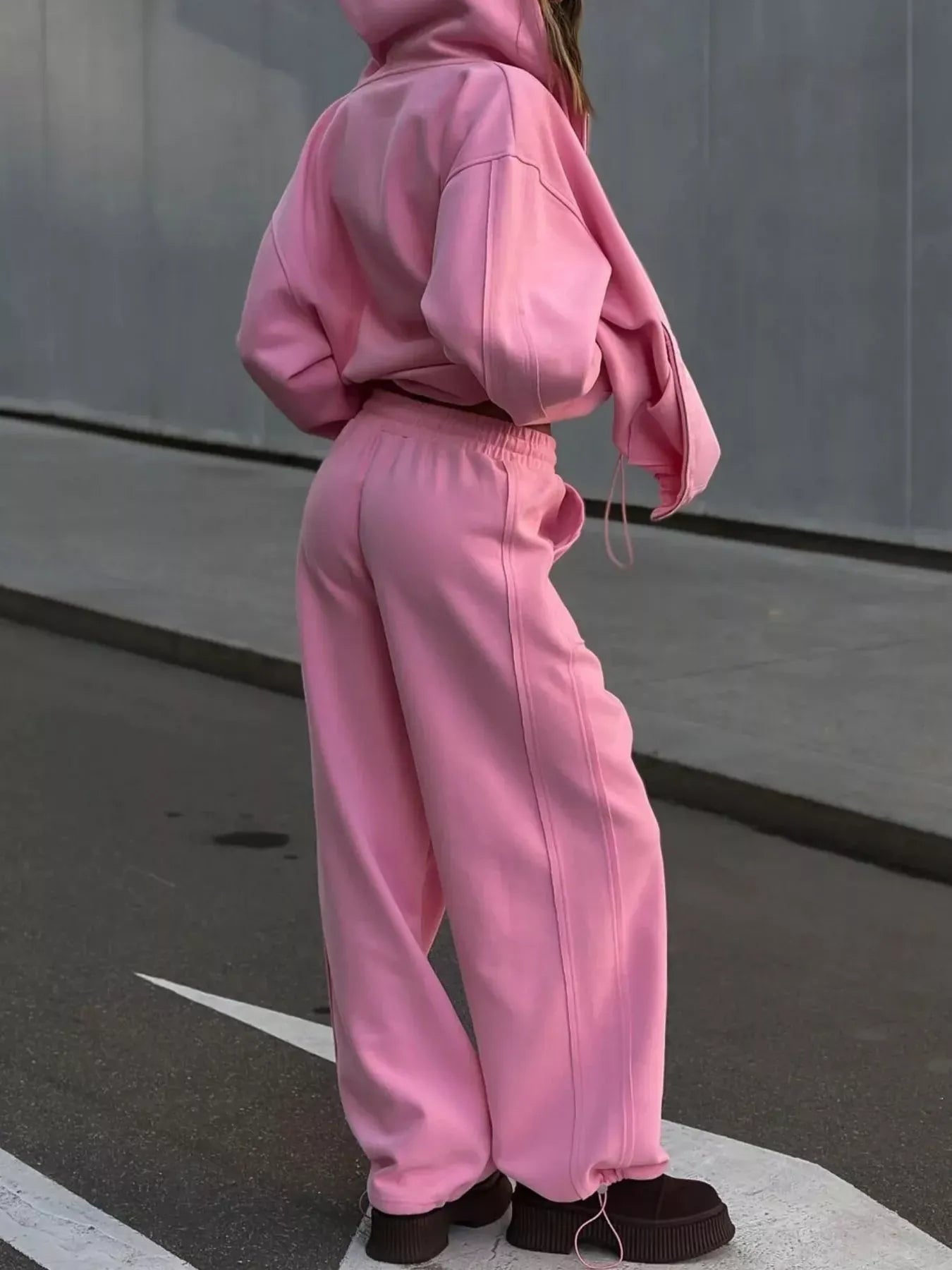 Oversized Zip-Up Hoodie and Wide-Leg Pants Set The Nichole Collection - Official Site