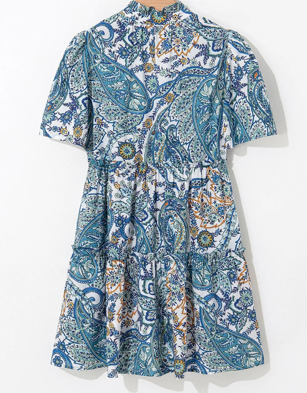 Paisley Floral V Neck Short Sleeve Mini Dress Mini Dresses The Nichole Collection - Official Site