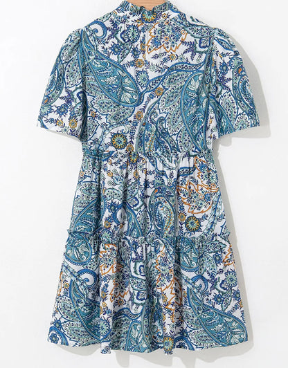 Paisley Floral V Neck Short Sleeve Mini Dress Mini Dresses The Nichole Collection - Official Site