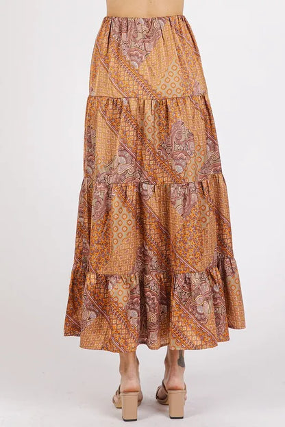 Paisley Patchwork Print Satin Maxi Skirt Maxi Skirts The Nichole Collection - Official Site