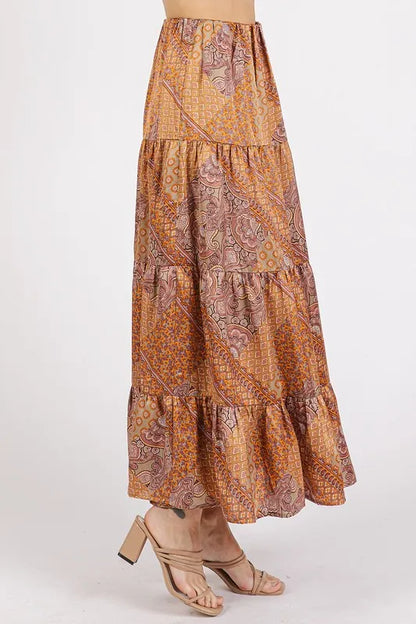 Paisley Patchwork Print Satin Maxi Skirt Maxi Skirts The Nichole Collection - Official Site