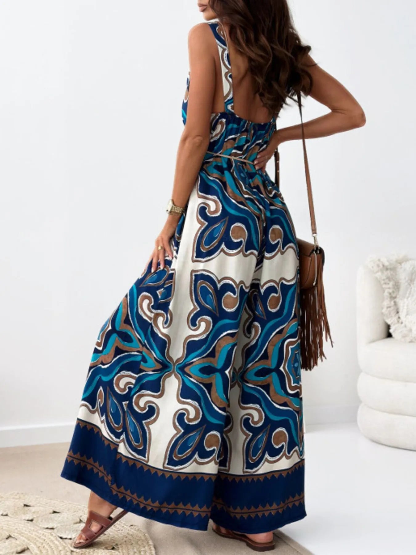 Paisley Print Spaghetti Strap Wide Leg Jumpsuit Jumpsuits & Rompers The Nichole Collection - Official Site