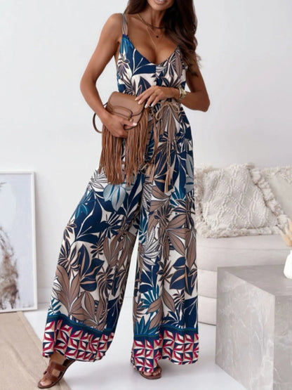 Paisley Print Spaghetti Strap Wide Leg Jumpsuit Jumpsuits & Rompers The Nichole Collection - Official Site