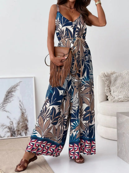 Paisley Print Spaghetti Strap Wide Leg Jumpsuit Jumpsuits & Rompers The Nichole Collection - Official Site