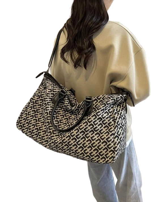 Patterned Large Capacity Travel Bag Black / One Size The Nicole Collection