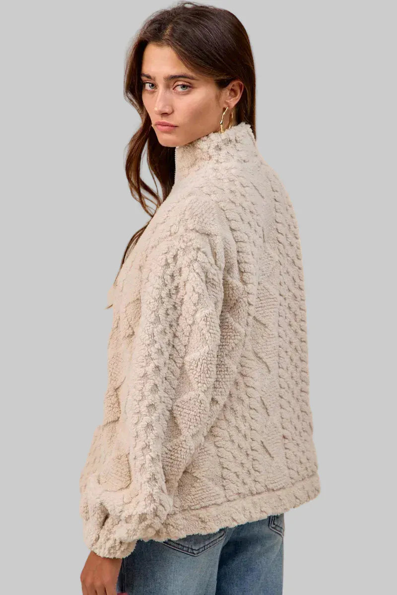 Patterned Soft Fleece Half Zip Up Top The Nichole Collection