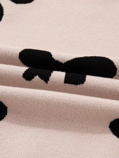 Pearl Embellished Bow Pattern Loose Sweater Sweaters The Nichole Collection