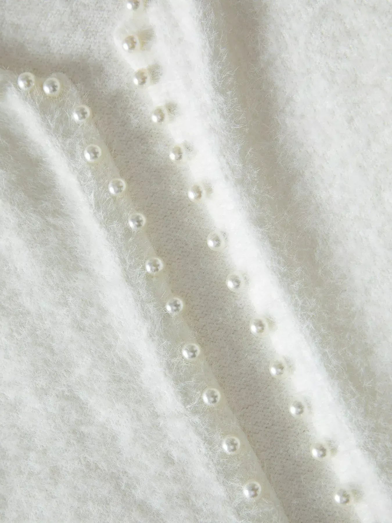 Pearl Trim Fuzzy Knit Cardigan The Nichole Collection