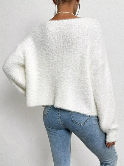 Pearl Trim Fuzzy Knit Cardigan The Nichole Collection