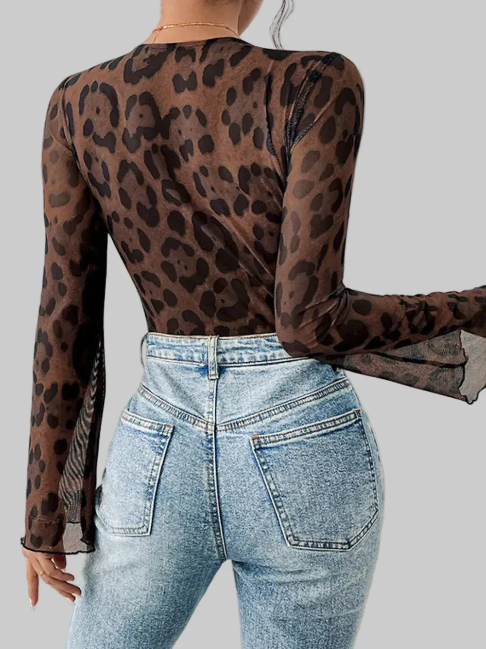 Perfee Leopard V-Neck Lace Bodysuit The Nichole Collection