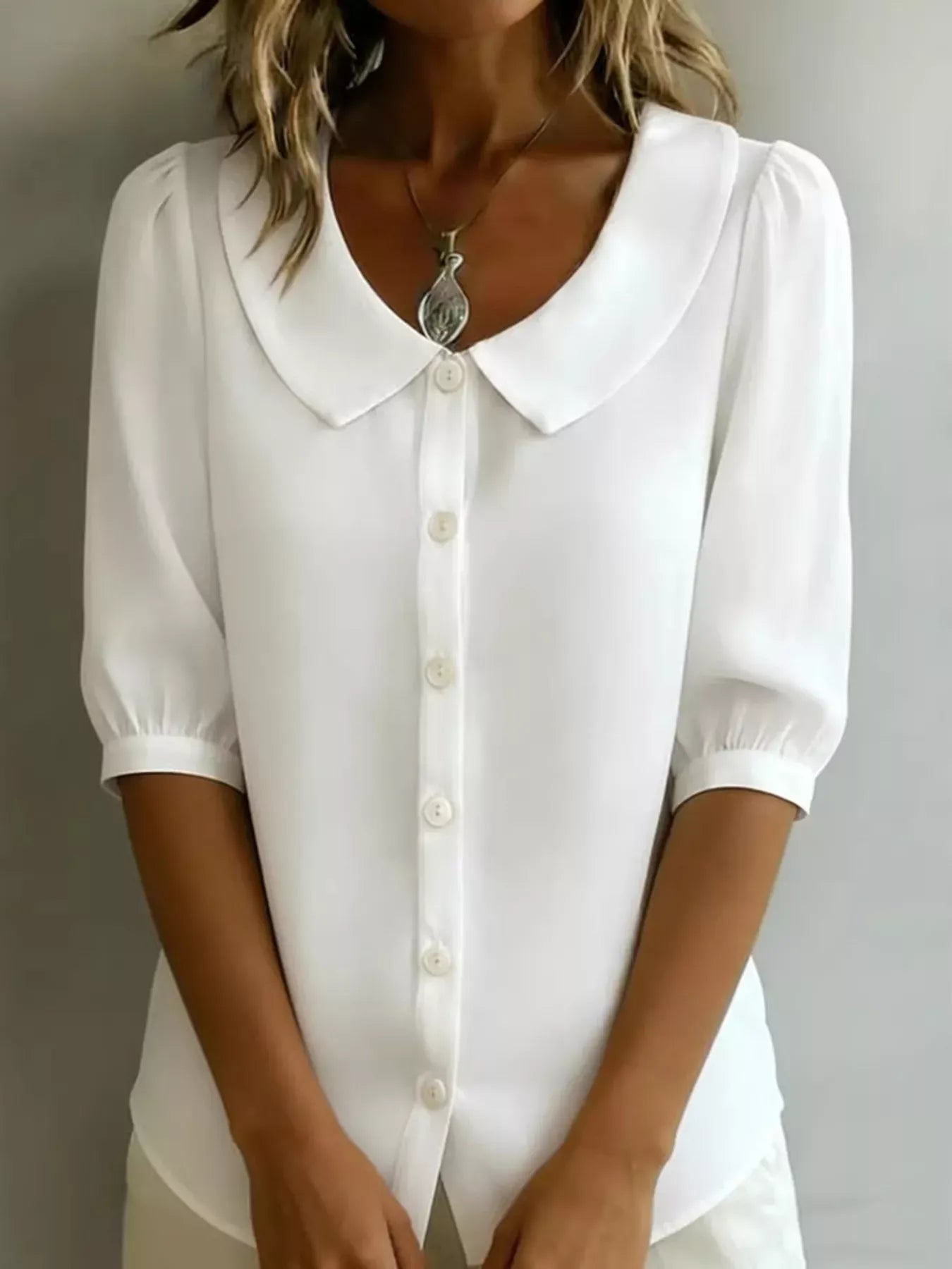 Peter Pan Collar Puff Sleeve Shirt The Nichole Collection - Official Site