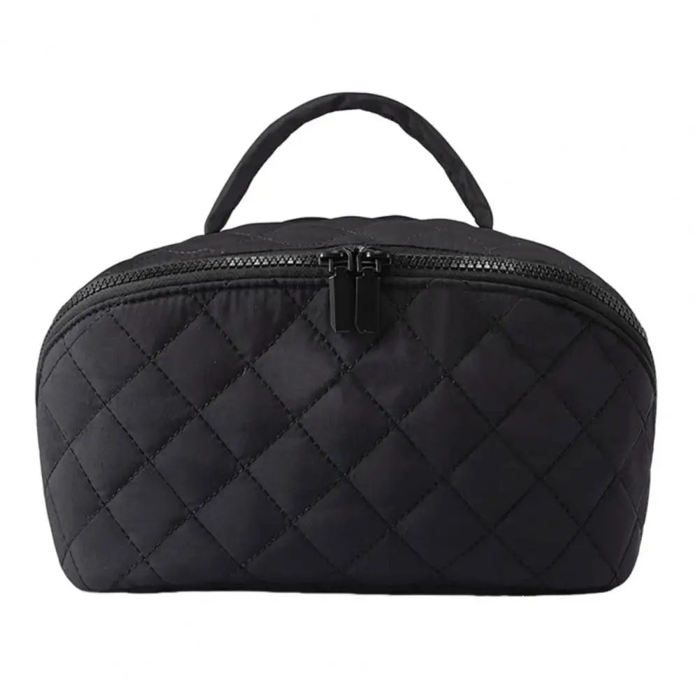 Petition Makeup Bag for Women – Lay-Flat Wide Open Cosmetic Case in Faux Leather - Limited Time Black The Nichole Collection