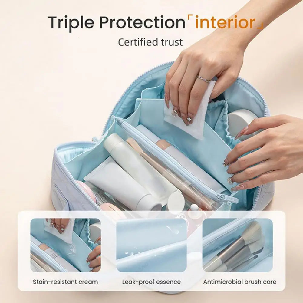 Petition Makeup Bag for Women – Lay-Flat Wide Open Cosmetic Case in Faux Leather - Limited Time The Nichole Collection