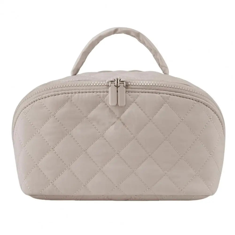 Petition Makeup Bag for Women – Lay-Flat Wide Open Cosmetic Case in Faux Leather - Limited Time Light Brown The Nichole Collection