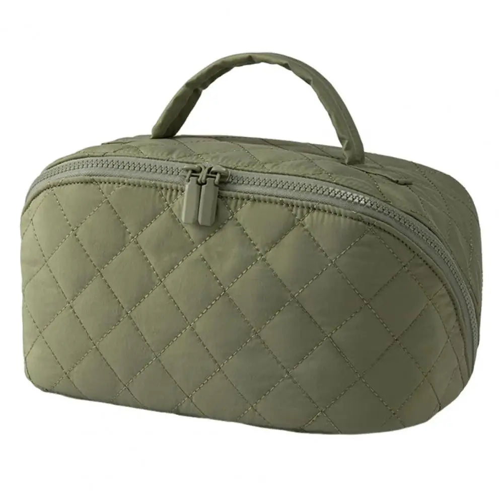 Petition Makeup Bag for Women – Lay-Flat Wide Open Cosmetic Case in Faux Leather - Limited Time Army Green The Nichole Collection