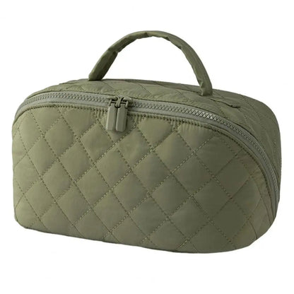 Petition Makeup Bag for Women – Lay-Flat Wide Open Cosmetic Case in Faux Leather - Limited Time Army Green The Nichole Collection