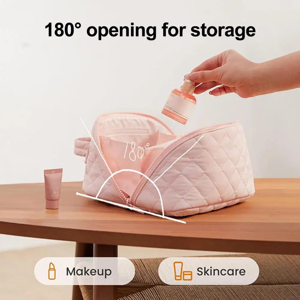 Petition Makeup Bag for Women – Lay-Flat Wide Open Cosmetic Case in Faux Leather - Limited Time The Nichole Collection