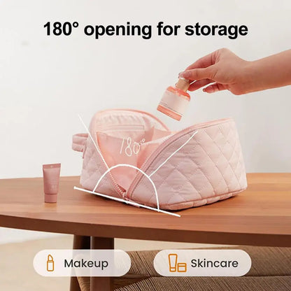 Petition Makeup Bag for Women – Lay-Flat Wide Open Cosmetic Case in Faux Leather - Limited Time The Nichole Collection