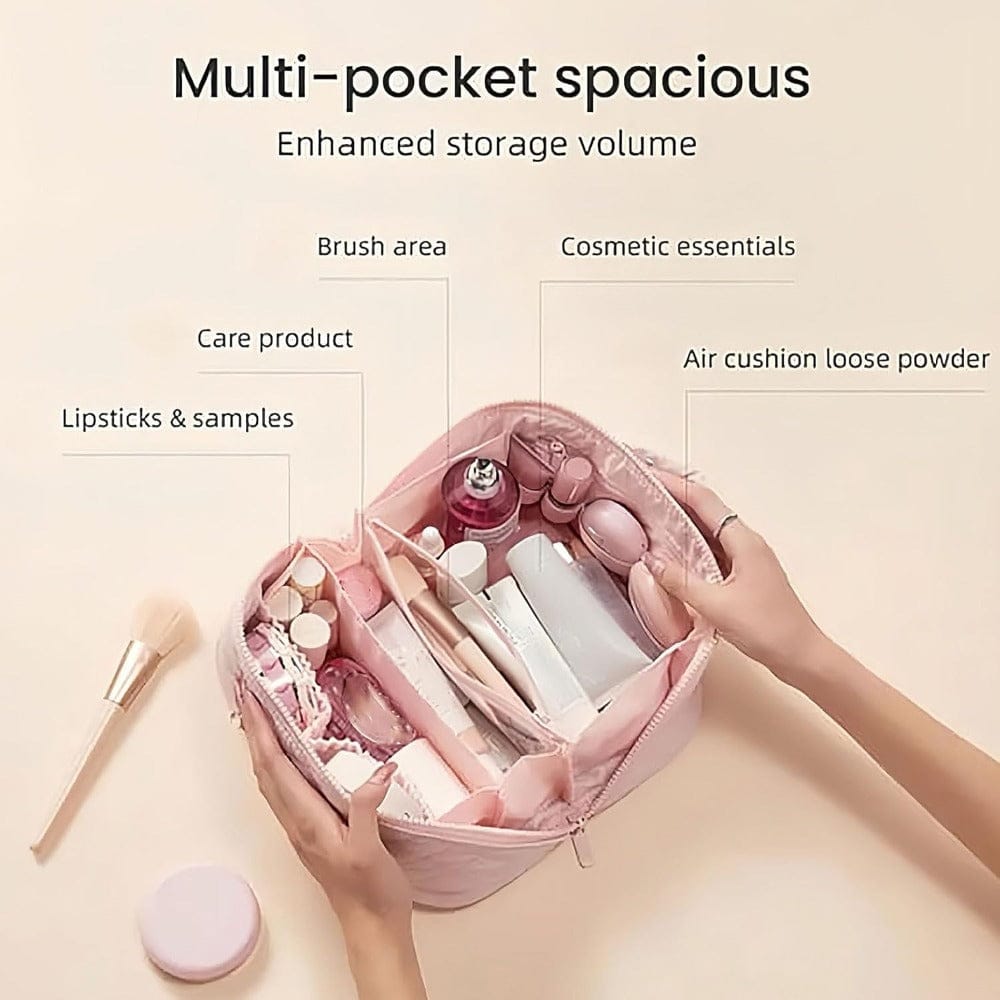 Petition Makeup Bag for Women – Lay-Flat Wide Open Cosmetic Case in Faux Leather Makeup Bag The Nichole Collection