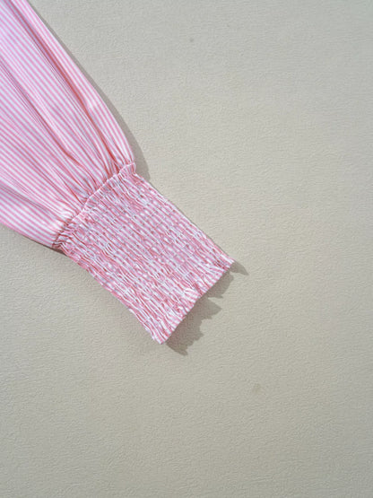 Pinstripe Smocked Cuff Button-Down Blouse The Nichole Collection - Official Site