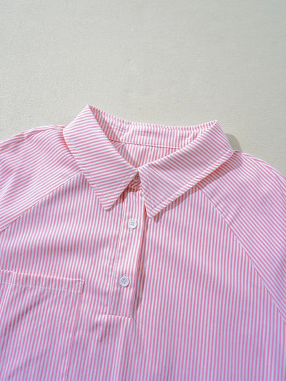 Pinstripe Smocked Cuff Button-Down Blouse The Nichole Collection - Official Site