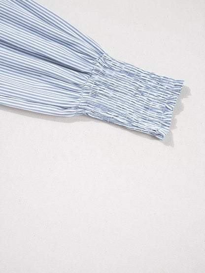 Pinstripe Smocked Cuff Button-Down Blouse The Nichole Collection - Official Site
