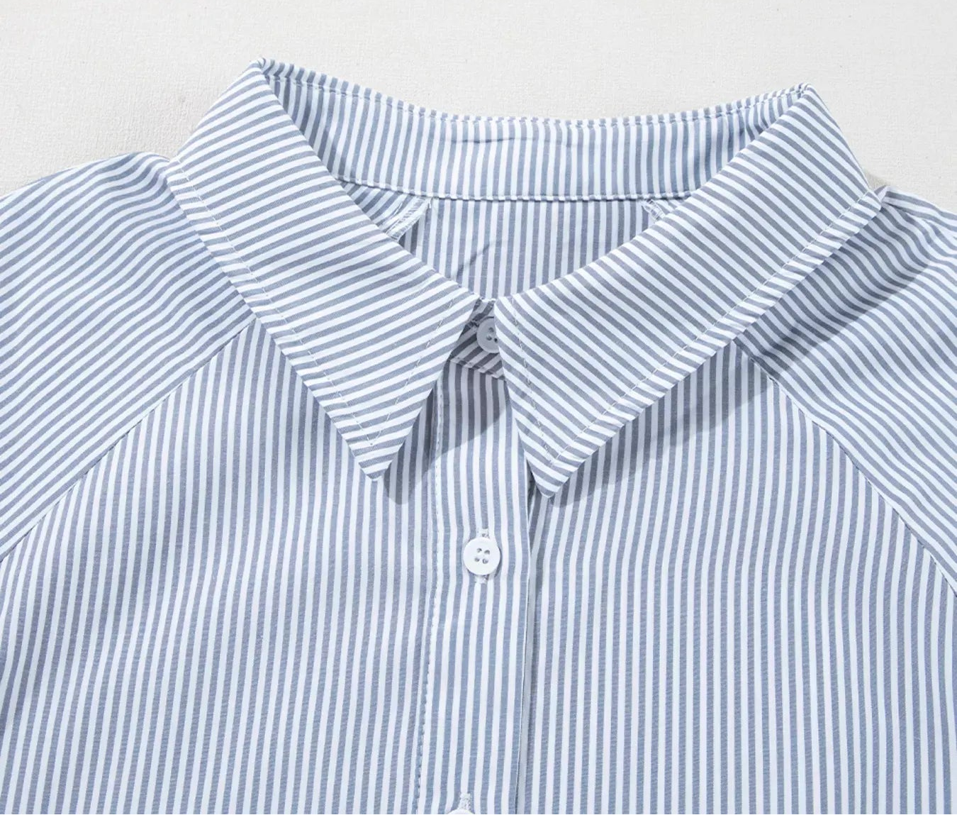 Pinstripe Smocked Cuff Button-Down Blouse The Nichole Collection - Official Site