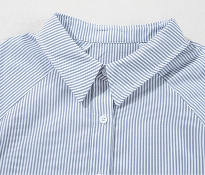 Pinstripe Smocked Cuff Button-Down Blouse The Nichole Collection - Official Site