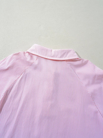 Pinstripe Smocked Cuff Button-Down Blouse The Nichole Collection - Official Site