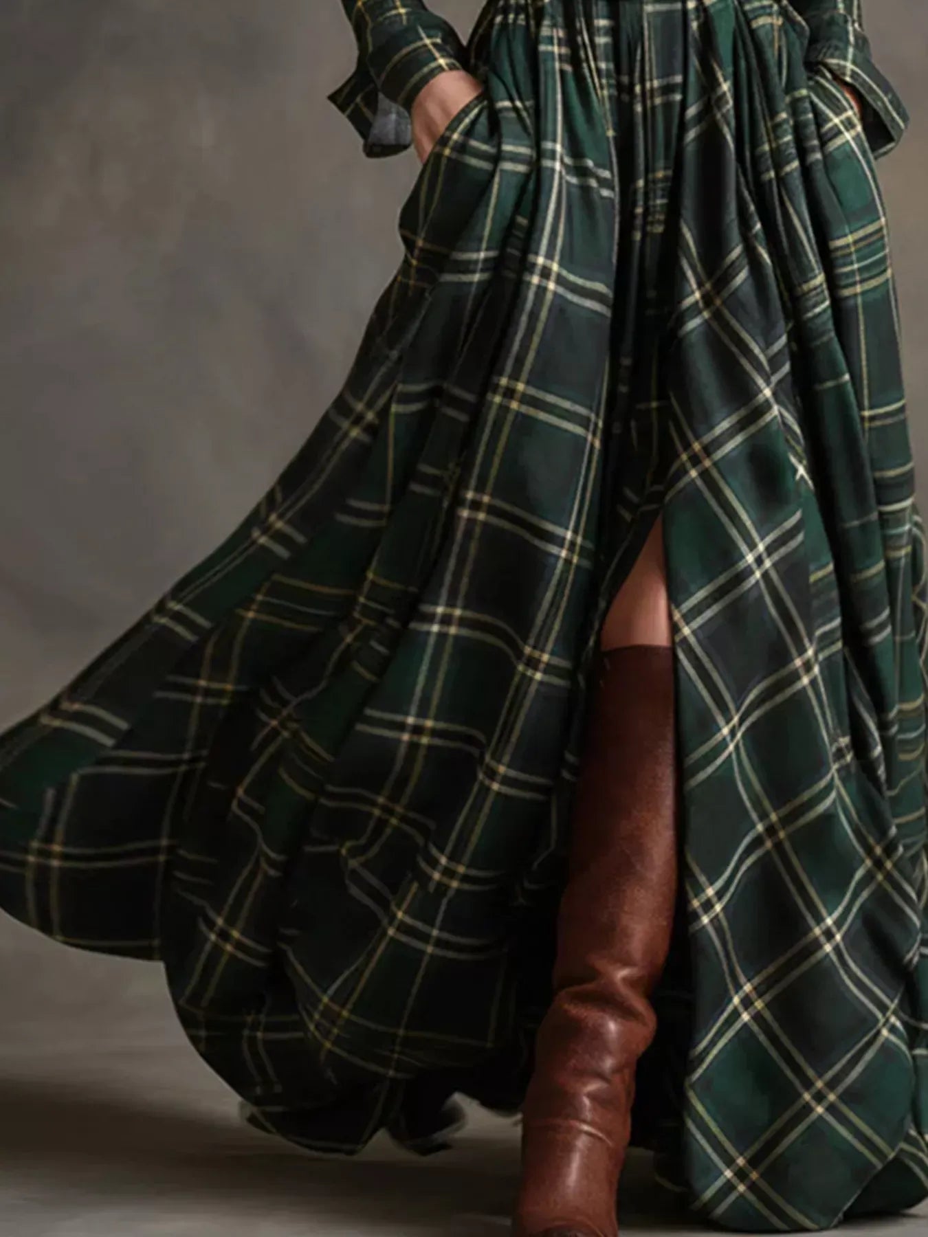 Plaid Button Front Maxi Shirt Dress The Nichole Collection