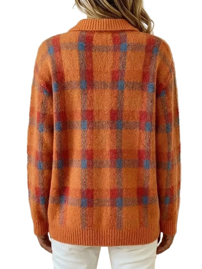Plaid Button-Up Cardigan The Nichole Collection