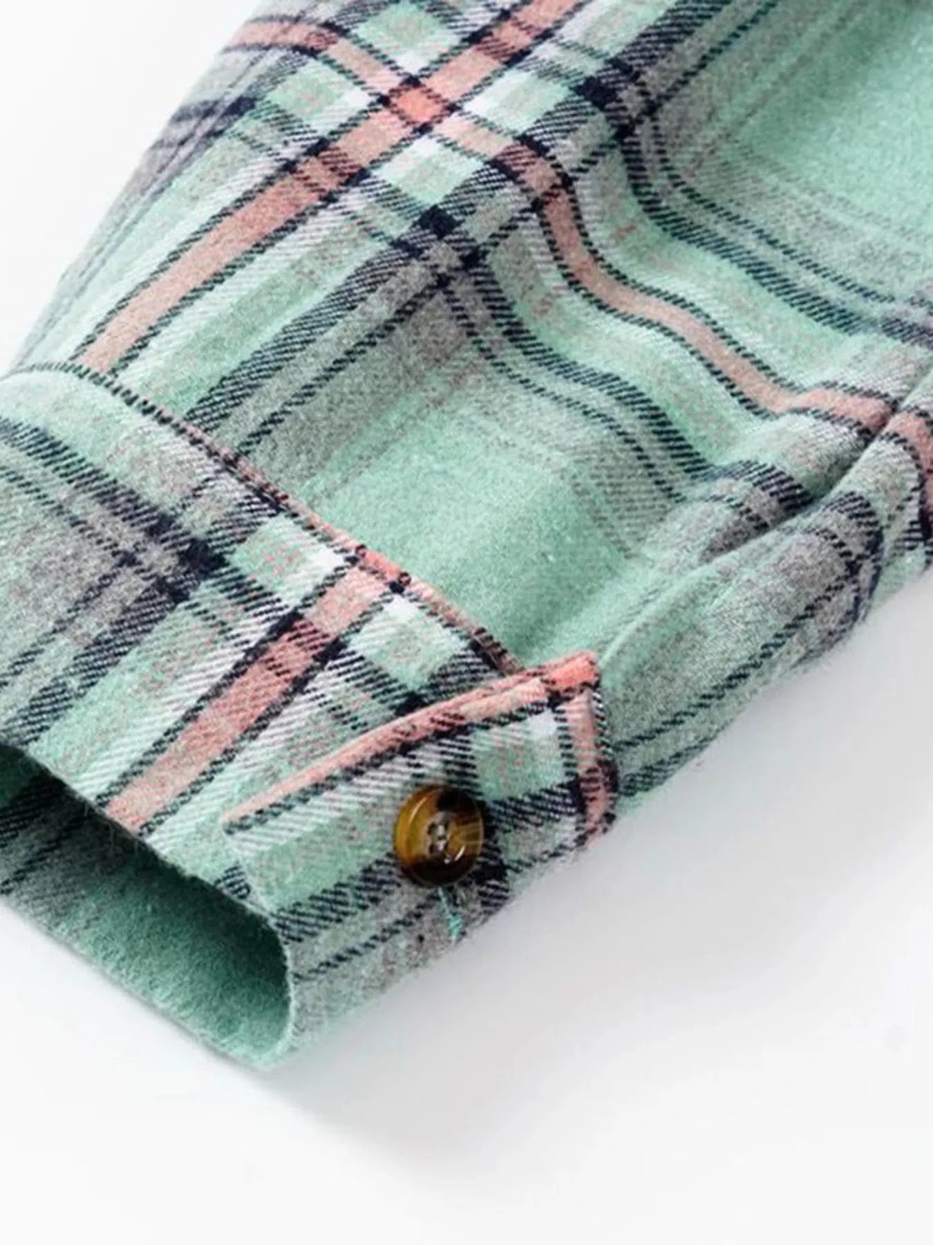Plaid Button-Up Hooded Shirt The Nichole Collection