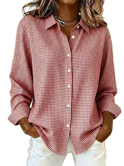 Plaid Button Up Long Sleeve Shirt Red / XS The Nichole Collection - Official Site