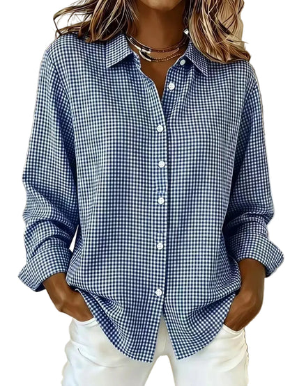 Plaid Button Up Long Sleeve Shirt Blue / XS The Nichole Collection - Official Site