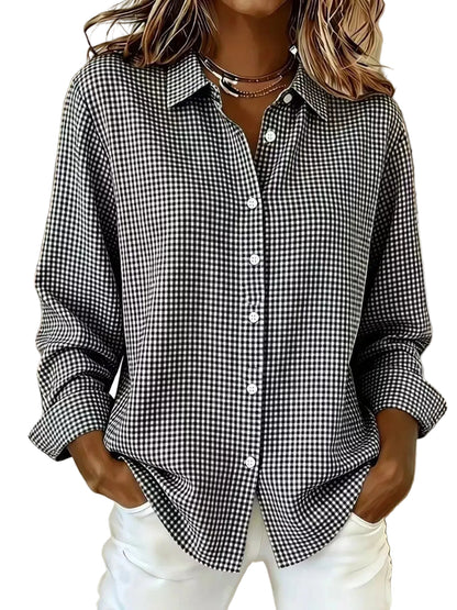 Plaid Button Up Long Sleeve Shirt Black / XS The Nichole Collection - Official Site
