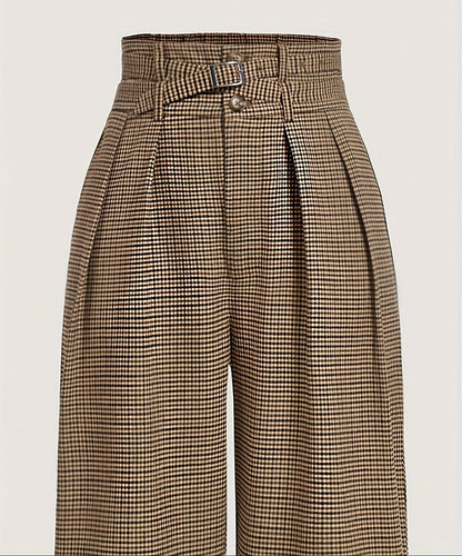 Plaid High-Waist Wide-Leg Pants for Women Dress Pants The Nichole Collection