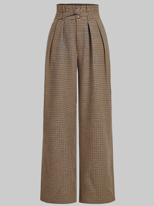 Plaid High-Waist Wide-Leg Pants for Women Dress Pants The Nichole Collection