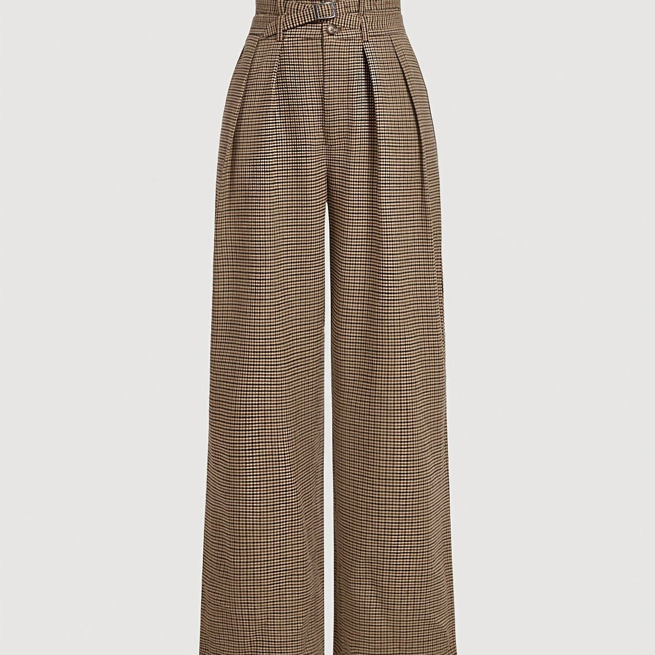 Plaid High-Waist Wide-Leg Pants for Women Dress Pants S / Mixed Color The Nichole Collection