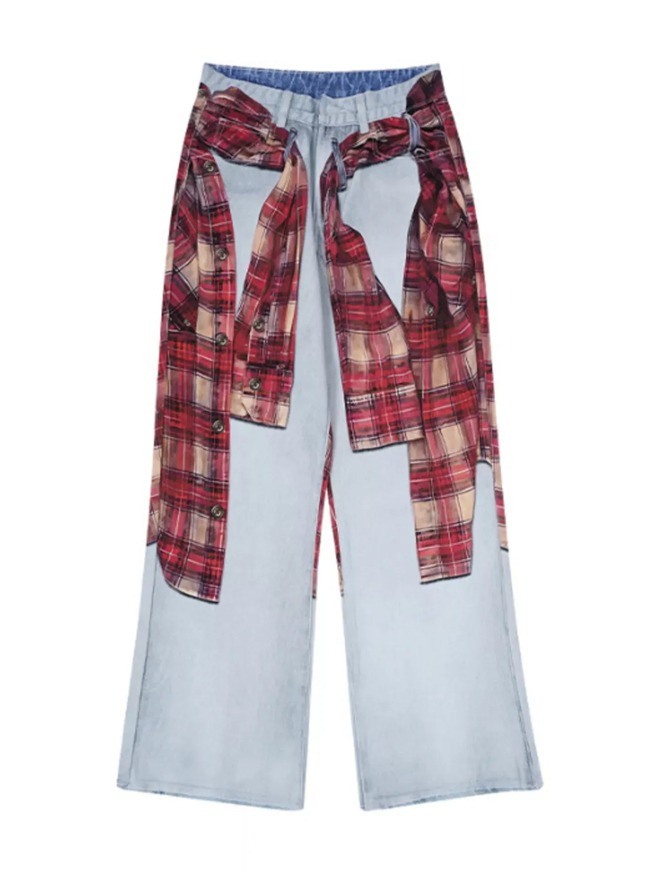Plaid Patchwork Wide Leg Jeans | The Nichole Collection
