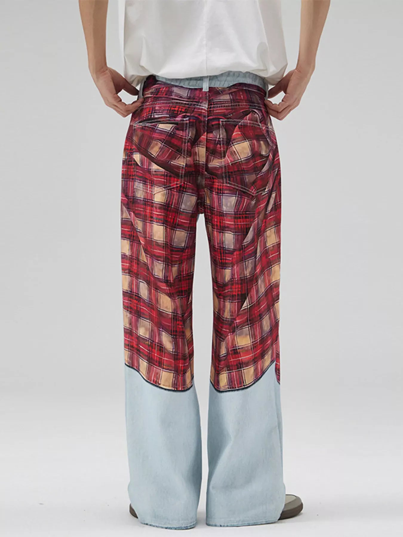 Plaid Patchwork Wide Leg Jeans | The Nichole Collection