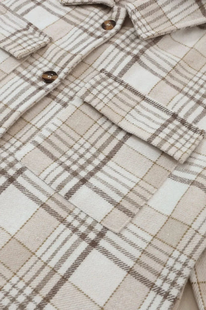 Plaid Removable Hood Button Up Shacket The Nichole Collection